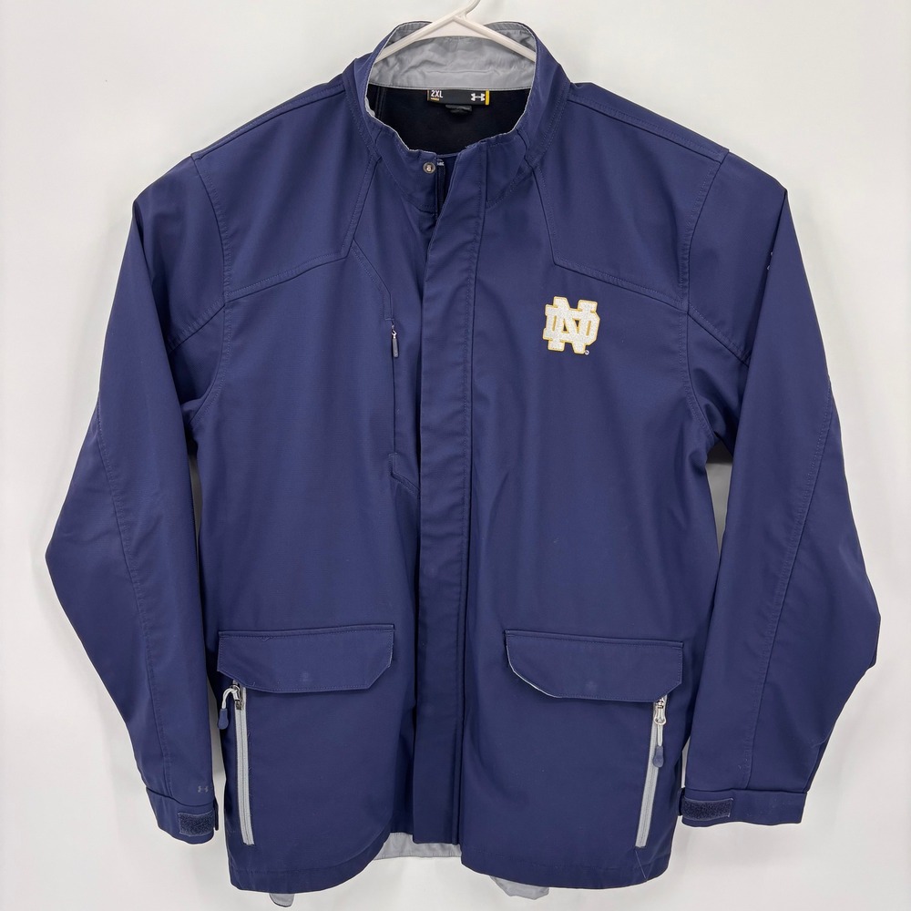 Under Armour Notre Dame Jacket Mens 2XL Navy Blue Storm Softshell